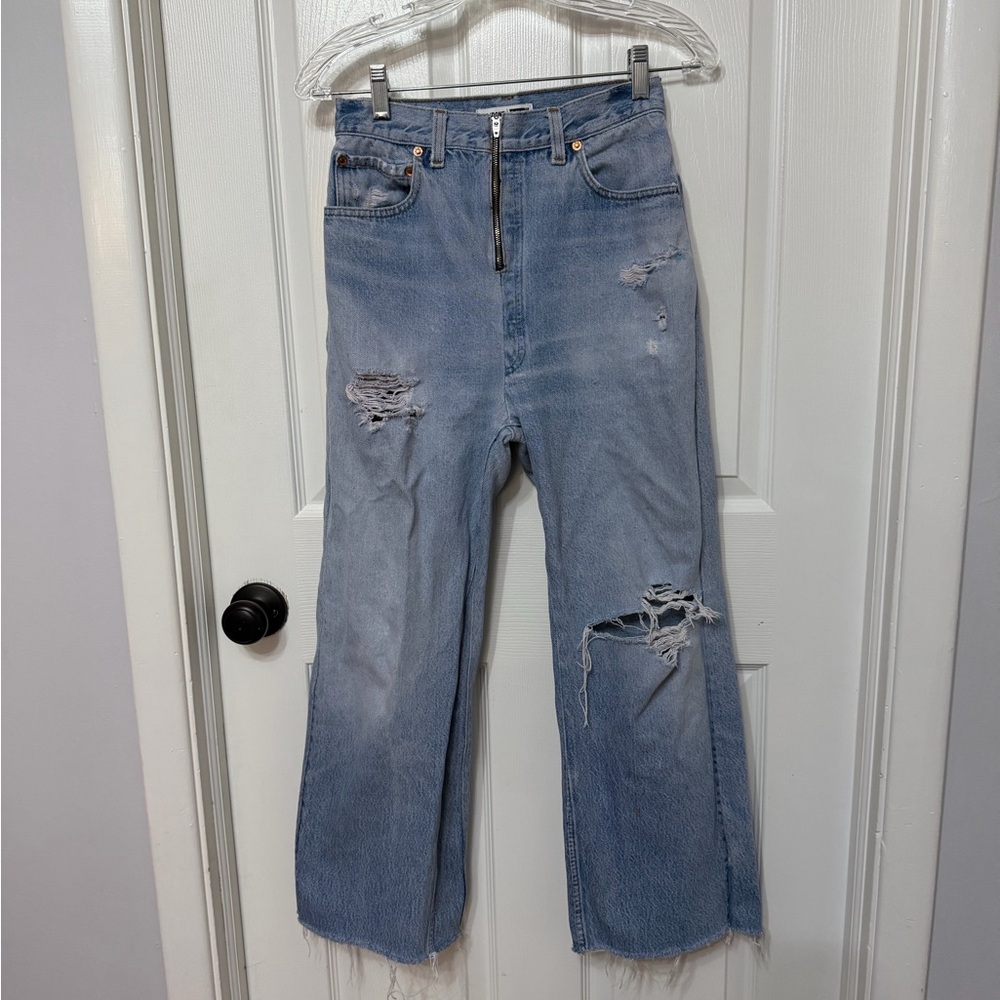 RE/DONE x LEVIS wide leg reworked jeans exposed zipper size 25